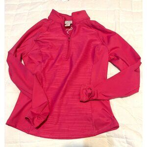 Tommy Bahama Womens Everyday Active UPF 50 Pink Quarter-Zip Long-Sleeve Moisture